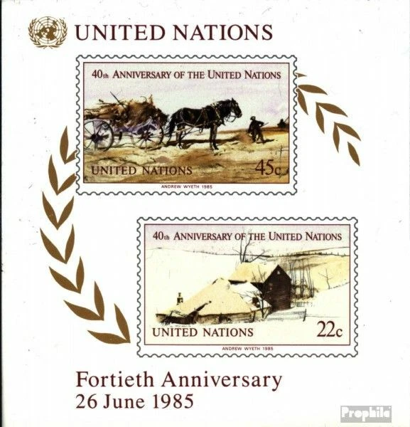 ONU-Nueva York bloque 8 como nuevo/MNH 1985 40 años Foto 1 de 1