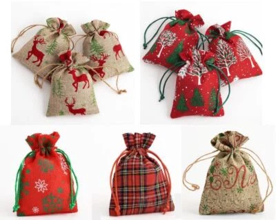 CHURCH PRODUCTS UK Hessian Drawstring Gift Bags Fabric Linen Christmas Pouch Wedding x1 x2 x5 x10