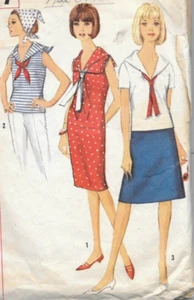 Vtg 1960s Simplicity 5807 Sailor Collar Dress/Blouse & Skirt Summer Sz 10 B 31" - Picture 1 of 5