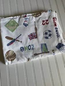 Pottery Barn Kinder alle Sportarten Fußball Hockey flaches Laken Baumwolle DOPPELBETT - Bild 1 von 4