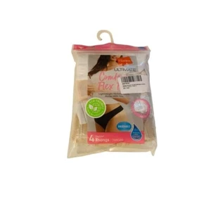 Size 9 (2XL) Hanes New Womens 4 Pack Tagless Thongs Underwear Comfort Flex Fit - Picture 1 of 9