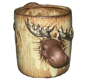Vintage skurriler Elch steckt durch Baum 3D Figur Steinzeug Kaffeebecher Sammlung - Bild 1 von 7