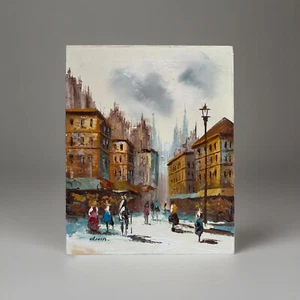 "AUTÉNTICA PINTURA AL ÓLEO VINTAGE ESCENA CALLEJERA OLIVIA 16"" X 19,75""" - Imagen 1 de 10