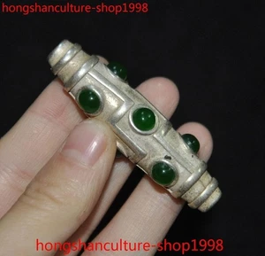 Colgante Talismán 2.2" Budismo Tibetano Incrustación Plata Gema Cuentas Dzi Exorcismo Faqi - Imagen 1 de 5