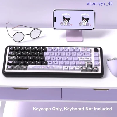 Kuromi MDA Profile Keycaps 80% Split Spacebar Preto Rosa Roxo PBT Design Anime - Imagem 1 de 4