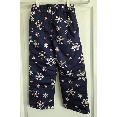 Pantalones de nieve Gymboree para niños azul marino estampado de copo de nieve talla XS 4 aislados invierno esquí Foto 1 de 4