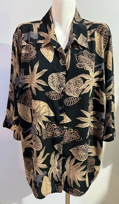 Maggie Barnes женщин 2 X верхняя рубашка туника черный бежевый коричневый 3/4 рукав - Изображение 1 из 4