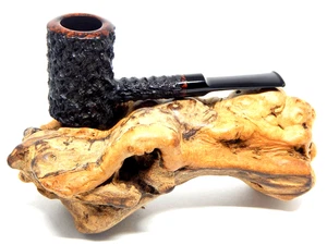 TOM ELTANG SATURN GRADE RUSTICATED CHERRYWOOD SADDLE POKER ESTATE PIPE - Picture 1 of 10
