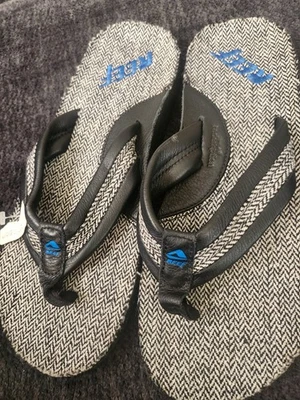 REEF MARBEA Sandalias Chanclas Hombre, Negro/Blanco (Logo Azul), Talla 9, Nuevas Foto 1 de 4