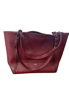 Burgunderrote BOTKIER Leder-Einkaufstasche mit sichtbarem Reißverschluss Beuteltasche Handtasche Business - Bild 1 von 6