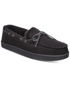 Club Room Men's Moccasin Slippers in Black-Small 6-7 - Picture 1 of 5