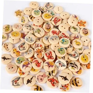 Wooden Buttons,Mixed Random Fashion Round 2 Holes Creative Novelty Multi-S A - Picture 1 of 6