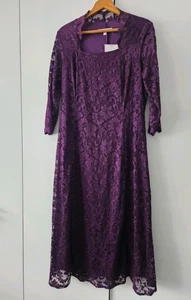 BNWT Julipa Long Purple Lace Dress Size 16 - Picture 1 of 10