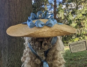 Berge're Fancy Hat, Decorated Straw Hat, Colonial Williamsburg Hat, 18th Century - Picture 1 of 1