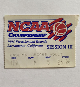 NCAA Final Four 1994 First/2nd Rounds Ticket Stub AZ Wildcats Sacramento 🏀🎟