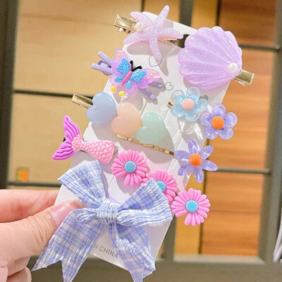 Juego de accesorios de pinzas para el cabello de 14 piezas para niñas bebés alfileres para el cabello lindos niños pequeños Foto 1 de 4