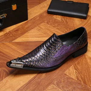 Scarpe da uomo sera festa metallo punta nightclub abito formale vera pelle 46 - Foto 1 di 9
