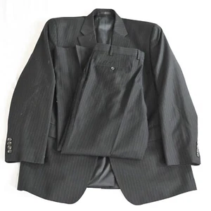 Chaps Ralph Lauren 46L 38x30 Black Stripe 100% Wool Mens Jacket Pants Suit - Picture 1 of 12