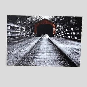 Red Covered Bridge Desaturated Photographic Art Print 6x4 - Picture 1 of 1