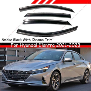 For Hyundai Elantra 21-24 Window Visor Rain Deflector Guard Smoke W/Chrome Trim - Bild 1 von 12
