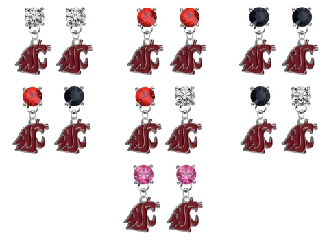 Washington State Cougars Crystal Bling Earrings Stud Post Dangle - Pick Colors Cover