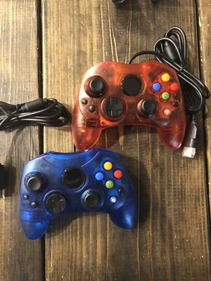 Replacement Controller For Xbox Original  X 2 Red And Blue Transparent - Image 1 of 4
