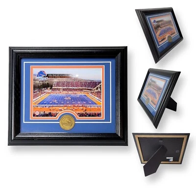 Rare Licensed Boise State Broncos Stadium Framed Picture & Coin Display NCAA - Image 1 of 4
