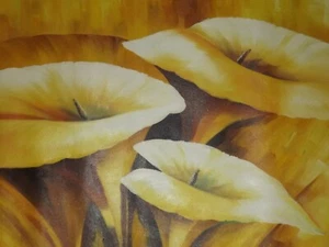 yellow flower large oil painting canvas modern original contemporary floral art - Picture 1 of 1