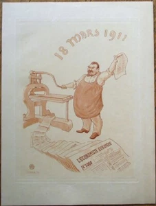 Engraved French 1911 Menu Blank, 1000th Iss L'Economiste Europeen-Printing Press - Picture 1 of 1