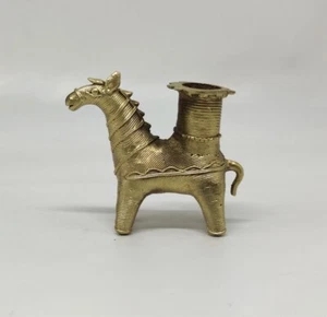 Handcrafted Bronze Horse Candle Holder 3 inch Vintage Home Décor Dhokra Figurine - Picture 1 of 4