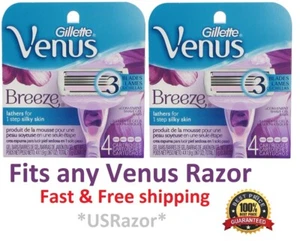 8 Gillette Venus Breeze Razor Blades Refill Cartridges Shaver Women Freesia 4 - Picture 1 of 2