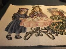  Tapestry/Pillow Top Ivory Background & Little Girls Tea Party #18TP
