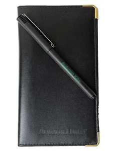 Black leather wallet and pen for notepad credit cards AUTUMN KITE new unused cz - Picture 1 of 5