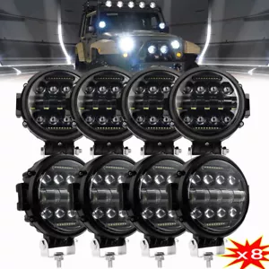 8pcs 7 inch Round LED Work Light Bar DRL Combo Pods Off road Driving SUV Lights - Bild 1 von 12