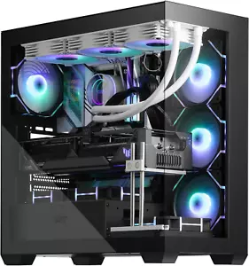 ATX Mid-Tower PC Case, Pre-Install 4 PWM ARGB Fans Computer Case, Full View Dual - Picture 1 of 9