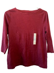 Croft & Barrow M NWT 3/4 China Silk Red Boat Neck shirt pullover top🧡🧡 - Picture 1 of 7