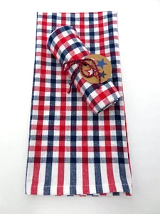 DII ~ Patriotic Kitchen Towels 18 x 28 inches ~ RED WHITE BLUE ~ Gift Set of Two - Picture 1 of 3