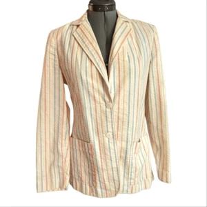 Vintage union made white rainbow striped seersucker jacket - Picture 1 of 6