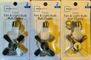 Mainstays 7-inch Fan & Light Bulb Pull Chains 3 Packs BNIP - Picture 1 of 4
