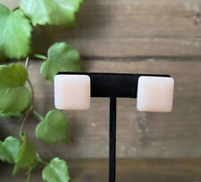 Pink Trifari Lucite Earrings - Square - Clip-on