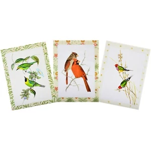 Lavender Mist Set 3 Kitchen Towels Tea Towels 100% Cotton Birds 19 3/4" x 27 1/2 - Picture 1 of 8
