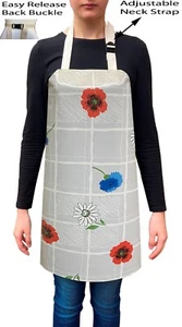 Handmade Flowers Check Waterproof PVC Coated Wipe Clean Aprons - Code: C89-2 - Picture 1 of 2