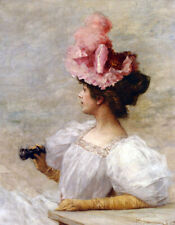 Oil painting Frederick Hendrik Kaemmerer-Woman with opera glasses nice woman art
