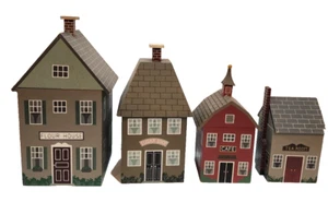 Vintage Wooden House Kitchen Canister Set of Four - Flour Tea Sugar Cafe - Picture 1 of 22