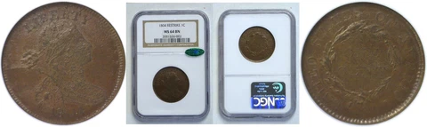 1804 Large Cent NGC MS-64 BN CAC  Restrike Cover
