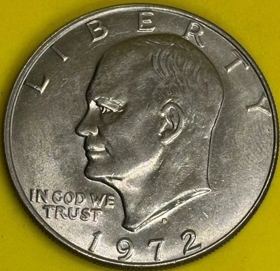 Moeda de dólar 1972 D Eisenhower Ike não classificada X10 - Imagem 1 de 4