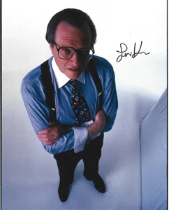 Foto real firmada a mano de Larry King #4 certificado de autenticidad autografiada por periodista de CNN presentador de noticias - Imagen 1 de 2
