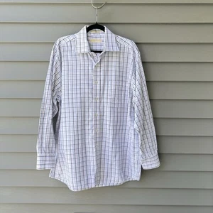 Michael Kors Dress Shirt Plaid Long Sleeves White Blue Pink Men's Size L - Picture 1 of 16