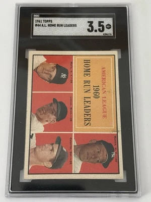 1961 Topps AL Home Run Leaders Mickey Mantle Roger Maris SGC 3,5 #44 Foto 1 de 2
