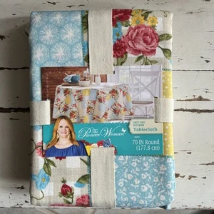 The Pioneer Woman Sweet Rose Patchwork Tablecloth 70" Round Floral Cotton Blend - Picture 1 of 5
